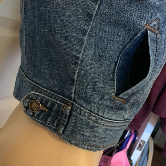 Sleeveless ombré blue denim crop vest with pockets S - Picture 9 of 12